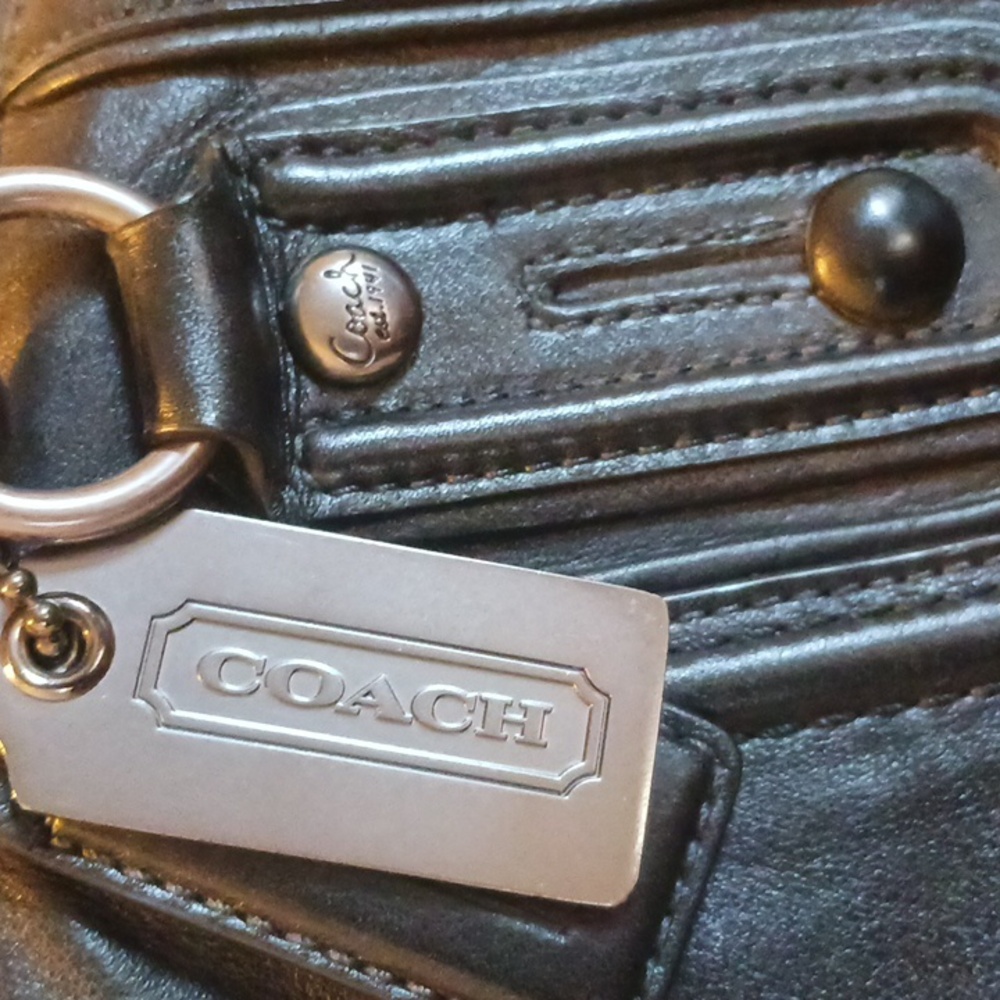 Coach Limited Edition Coach Sophia Black Leather Gunmetal Studs Bag MSRP $795 - Picture 11 of 16